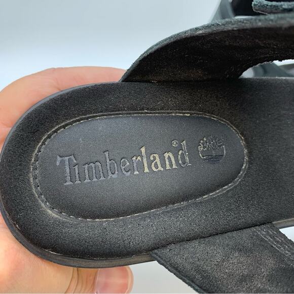 Timberland Koralyn Wedge Double Strap Sporty Buckle Sandal Black/White Size 10 - Picture 10 of 12